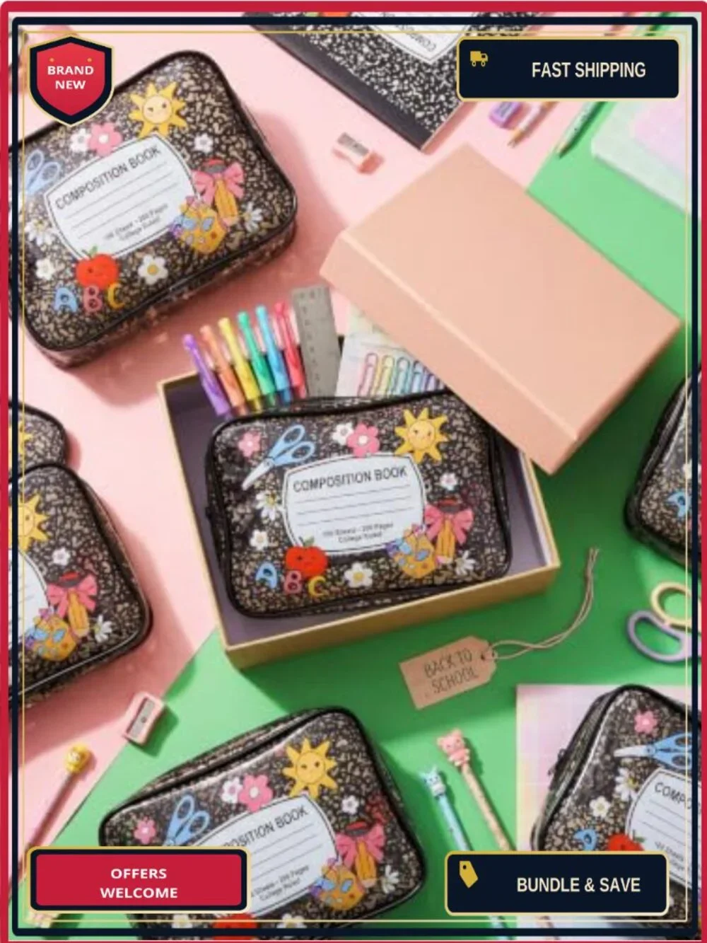 12-Pack PVC Zipper Pouch Organizer Bags Teacher Survival Kit Supplies Clear